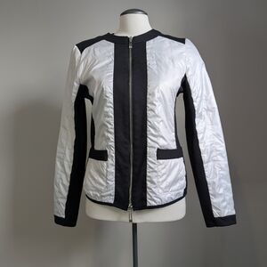 Nevada Black White Quilted Puffer Jacket Medium Spring Vintage Y2K 90s - 2000s